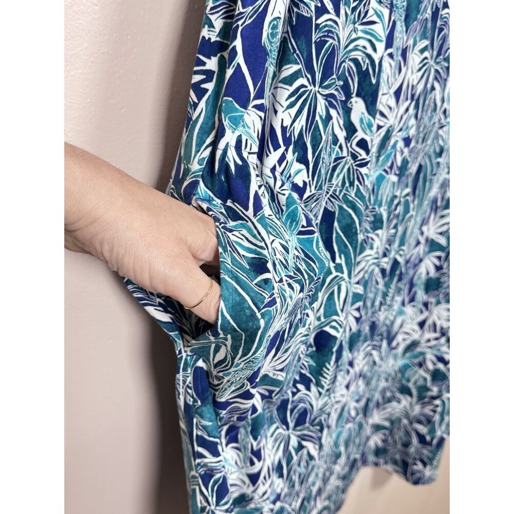 J. Jill Womens Dress Tropical Print Hawaii Beach Blue XL Stretch Coastal - Picture 6 of 12